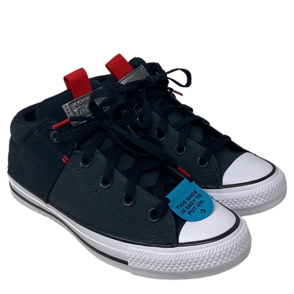 Converse Chuck Taylor Axel Canvas Black Red Mid Top Women Kid Shoe Skate A05424F - Picture 2 of 8